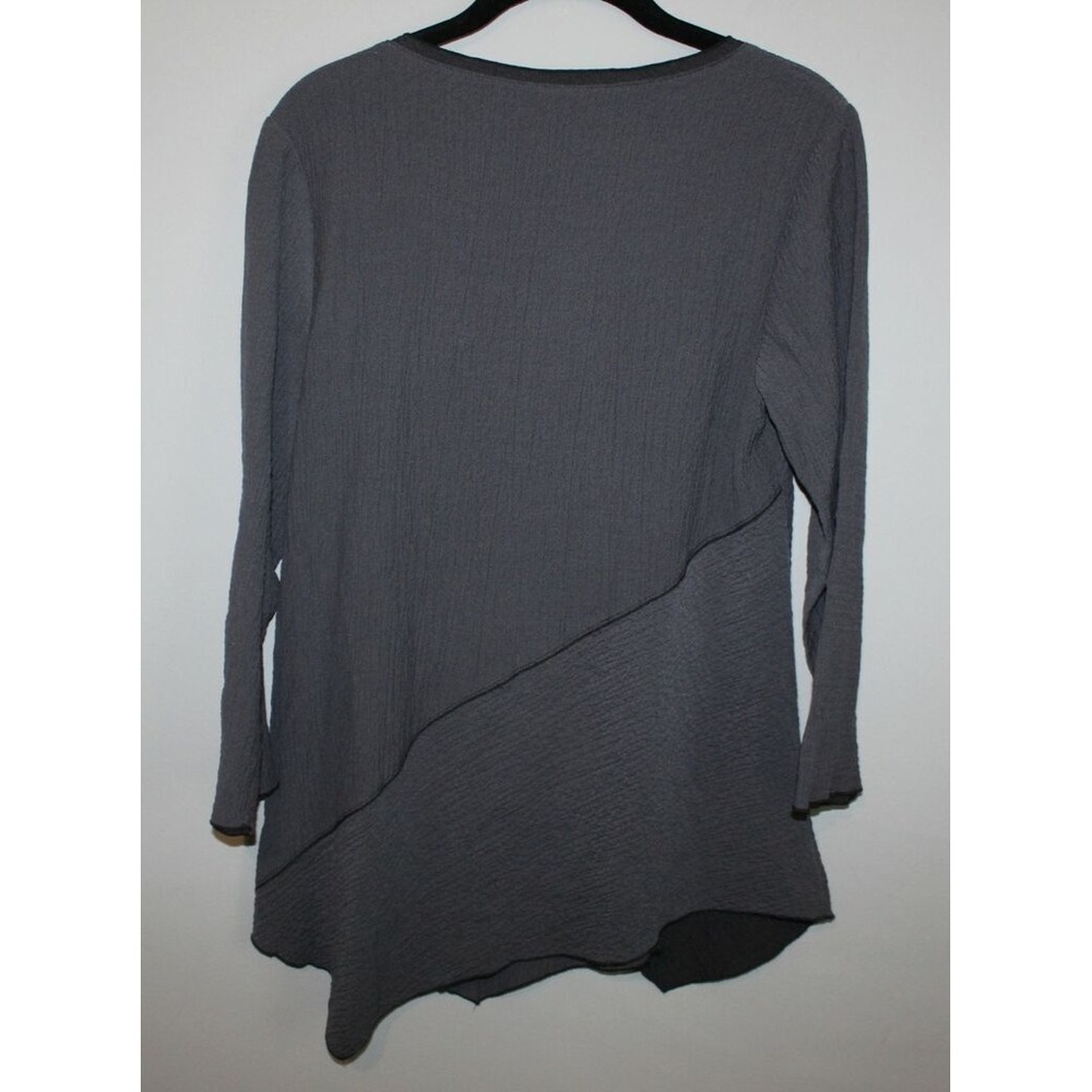 Habitat Asymmetrical Tunic Top Textured Crinkle Gray Colorblock Small Lagonlook - Picture 4 of 10